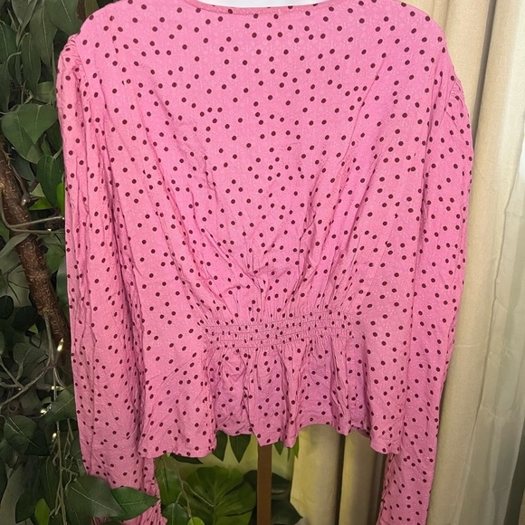 FREE PEOPLE Maye Printer Top Polka Dress Size XL Pink Combo - Picture 6 of 9